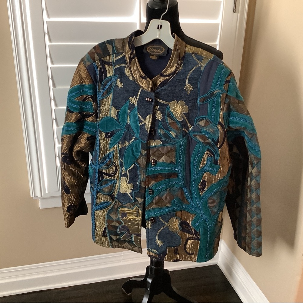 VINTAGE ALEX KIM COAT REVERSABLE SIZE 3 X COTTON & RAYON AMAZING